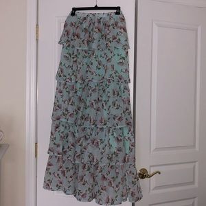 Boohoo Floral Layer Frill Maxi Skirt